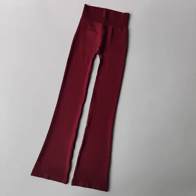 High Waisted Compression without Awkward Lines Micro Flared Yoga Outdoor Wear Seamless Elastic Fitness Pants Lifting Leggings