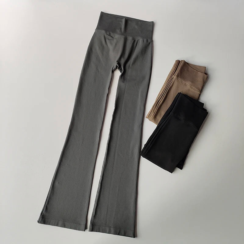 High Waisted Compression without Awkward Lines Micro Flared Yoga Outdoor Wear Seamless Elastic Fitness Pants Lifting Leggings