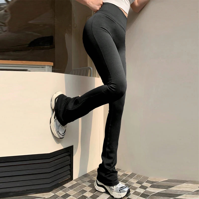 High Waisted Compression without Awkward Lines Micro Flared Yoga Outdoor Wear Seamless Elastic Fitness Pants Lifting Leggings