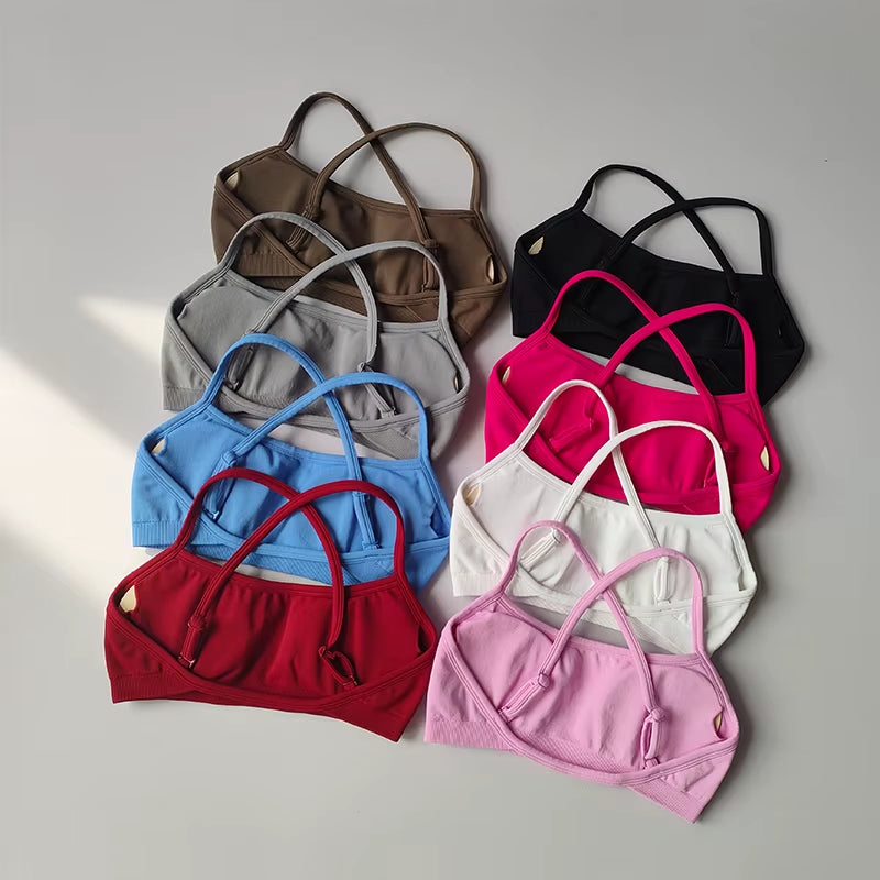 Gathering Shock-Proof and Beautiful Back Seamless Sports Bras Gym Women Top Crop Tube Yoga Tops Fitness Scrunch Bum Workout Suit